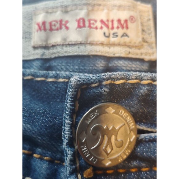MEK Mens Aruba Denim Jeans Distressed Pocket Flap Rock Metal Grunge Band 32x34 - Picture 10 of 13